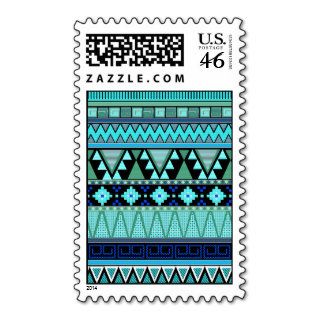 Aztec patterns blue/mint/green Postage
