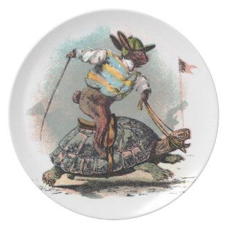 Racing Rabbit Riding Tortoise Plates