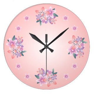 Pink Purple Peach Floral Bouquet Wall Clock