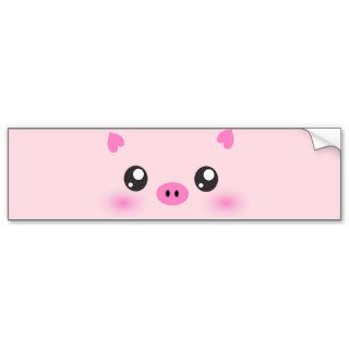 Cute Pig Face   kawaii minimalism Bumper Stickers