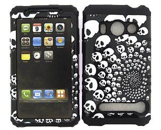 For Htc Evo 4g A9292 Swirling Skulls Heavy Duty Case + Black Rubber Skin Accessories Cell Phones & Accessories
