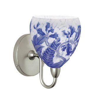 WAC Lighting WS55 G536BL/BN Cameo 1 Light Wall Sconce with Brushed Nickel Finish and Blue/White Art Glass Shade    