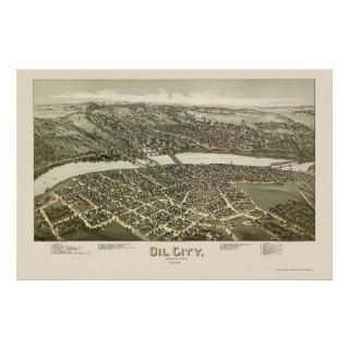 Oil City, PA Panoramic Map   1896 Poster