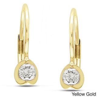 Miadora 10k Yellow Gold 1/4ct TDW Diamond Leverback Earrings (G H, I2 I3) Miadora Diamond Earrings