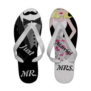 Tux and Gown Mr. and Mrs. Just Married Flip Flops
