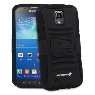 Fosmon STURDY Series Silicone Case with Holster Kick Stand for Samsung Galaxy S4 Active / I9295 / SGH I537 (Black / Black) Cell Phones & Accessories