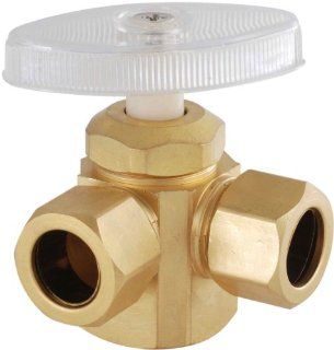 LDR 537 5504RB 1/2 Inch Comp by 1/2 Inch Comp by 1/2 Inch I.P. Dual Outlet Angle Shut Off Valve Rough Brass Low Lead, Chrome Plated
