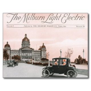 Vintage AMPS Electric Car Ad Art Post Card