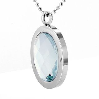 Steel Large Polished Oval Faceted Crystal Necklace West Coast Jewelry Stainless Steel Necklaces