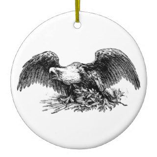 Bald Eagle Above Arrows and an Olive Branch Christmas Tree Ornament
