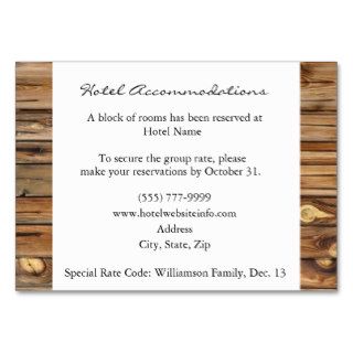 Rustic Wood Hotel Accommodation Enclosure Cards Business Cards