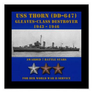 USS Thorn (DD 647) Posters