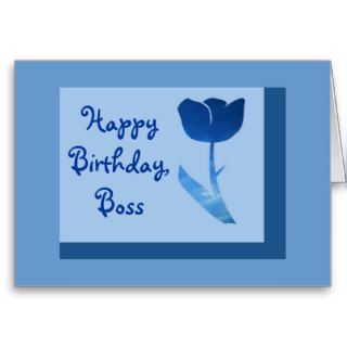 Happy Birthday, Boss, blue cut out flower Card