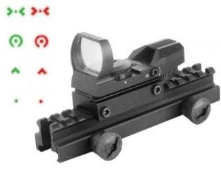 Global Sportsman QD Tactical 1" Weaver Picatinny High See Thru Stanag Riser Mount For AR15 M4 Flattop Rifle Scope + CQB 4 Multi Reticle Dual Red / Green Extreme Ops Edition Open Reflex Sight with Weaver Picatinny Rail Mount   Combo Combination Package