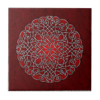 Celtic Art Curlz   Red and Black Ceramic Tiles