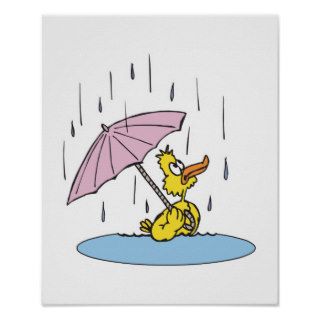 cute ducky with umbrella print