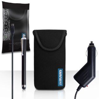 Nokia Lumia 525 Case Black Neoprene Pouch Cover With Caseflex Logo And Stylus Pen / Car Charger Cell Phones & Accessories
