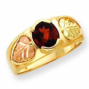 10k Tri Color Black Hills Gold Men's Garnet Ring, Size 10.5 Jewelry