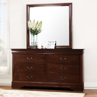 Tribecca Home Milford Louis Phillip Brown Traditional 6 drawer Dresser and Mirror Tribecca Home Dressers