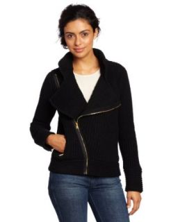 525 America Women's Cotton Shaker Moto Zip, Black, Small Fashion Sweatshirts