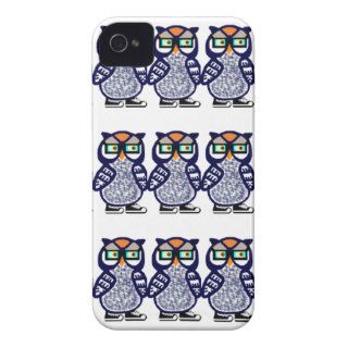 Funny Navy Blue Hipster Owl iPhone White Case Gift iPhone 4 Cover