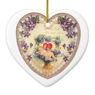Vintage Love Art Heart Christmas Ornaments