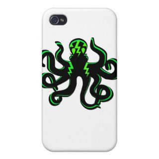 Kraken with Green Lightning Bolts iPhone 4 Cases