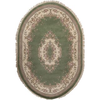 Hand knotted Aubusson New Zealand Wool Rug (7'6 x 9'6 Oval) Surya Round/Oval/Square