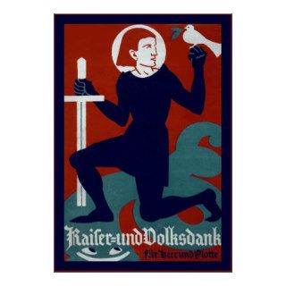Kaiser und Volksdank  ~ Vintage German WW1 Poster