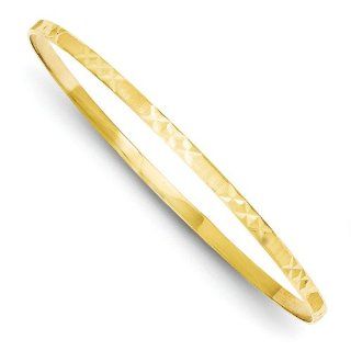 14k 6.5in Yellow Gold 3.25mm D/C Slip On Bracelet Bangle. Metal Wt  5.15g Jewelry