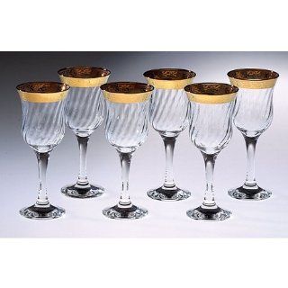 Lorenzo Gold Border Stemmed Water Glass, Set of 6 Kitchen & Dining