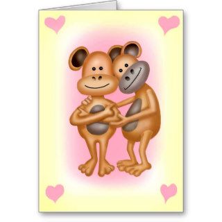 Cheeky Monkeys In Love Birthday Card