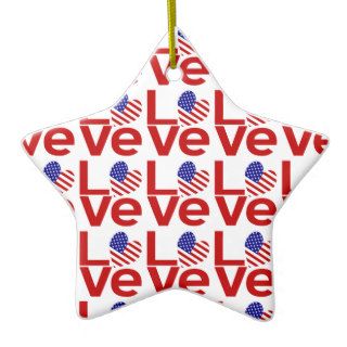 Red USA in LOVE Christmas Tree Ornaments