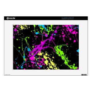 Neon/Black Colorful Paint Splatter Laptop Skin