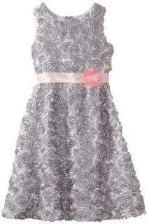 Rare Editions Girls' Plus Size Soutach Dress, Silver, 16.5 Clothing