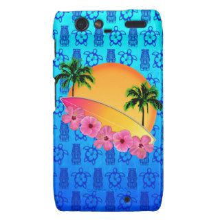 Surfboard and Hibiscus Flowers Droid RAZR Cases