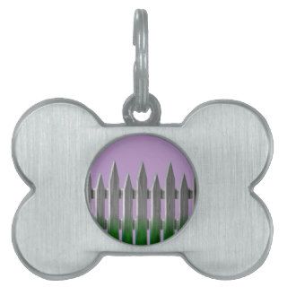 Rustic Wooden Fence On African Violet Background Pet Tag