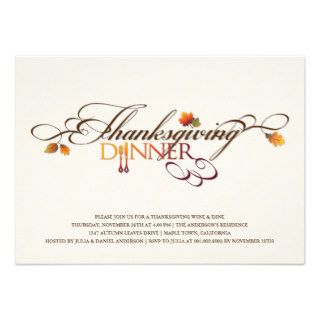 Autumn Leaves Thanksgiving Dinner Feast Party Custom Announcement
