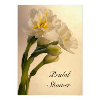 White Double Daffodil Bridal Shower Invitation