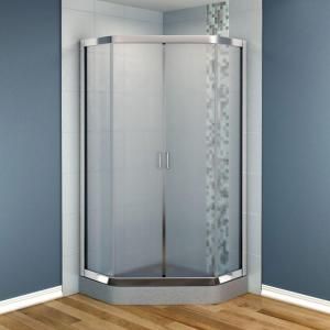 MAAX Intuition 36 in. x 36 in. x 70 in. Neo Angle Frameless Corner Shower Door with Mistelite Glass in Chrome Finish 137240 981 084 000