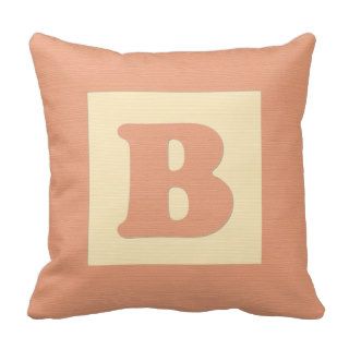 Baby building block throw pIllow letter B (orange)