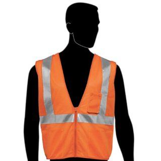 Liberty HiVizGard Polyester All Mesh Fabric Class 2 Safety Vest with 2" Wide Silver Reflective Stripes and 1 Pocket, 3X Large, Fluorescent Orange