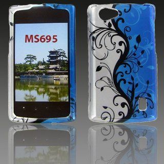 LG MS695 (Optimus M+) Blue Vine Protective Case Cell Phones & Accessories