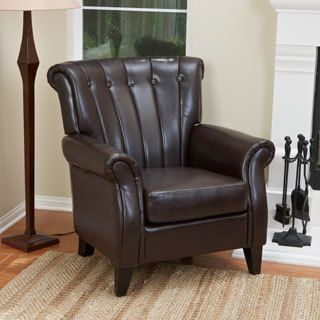 Christopher Knight Home Clifford Channel Tufted Brown Leather Club Chair