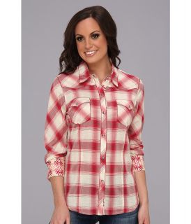 Roper 8989 Ombre Plaid Shirt Womens Long Sleeve Button Up (Red)