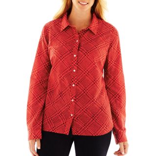 Long Sleeve Silk Blend Shirt   Plus, Womens