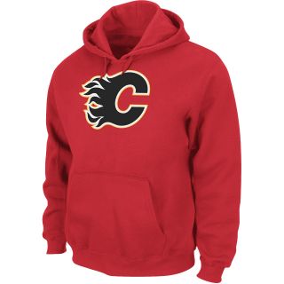 Majestic Mens Calgary Flames Hooded Fleece Long Sleeve Athletic Red Pullover  