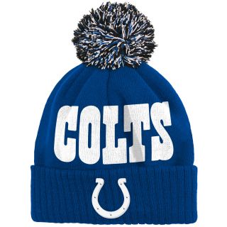 NFL Team Apparel Youth Indianapolis Colts Ribbed Cuffed Pom Knit Cap   Size