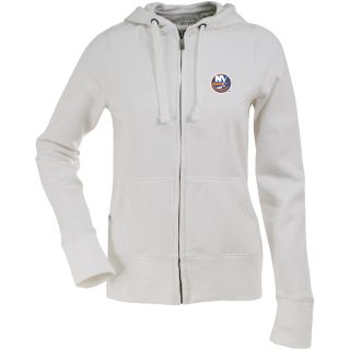 Antigua Womens New York Islanders Signature Hooded White Full Zip Sweatshirt  