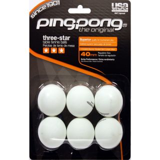 Ping Pong 3 Star Ball White 6pk (T1430)